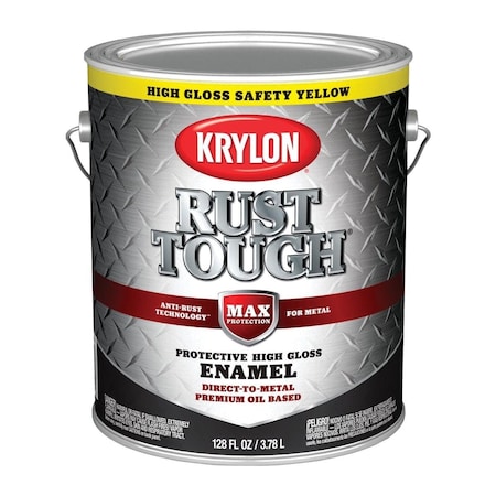 Krylon Rust Tough Gloss Anti-Rust Safety Color Rust Control Enamel, Safety Yellow, 1 Gal. K09736008